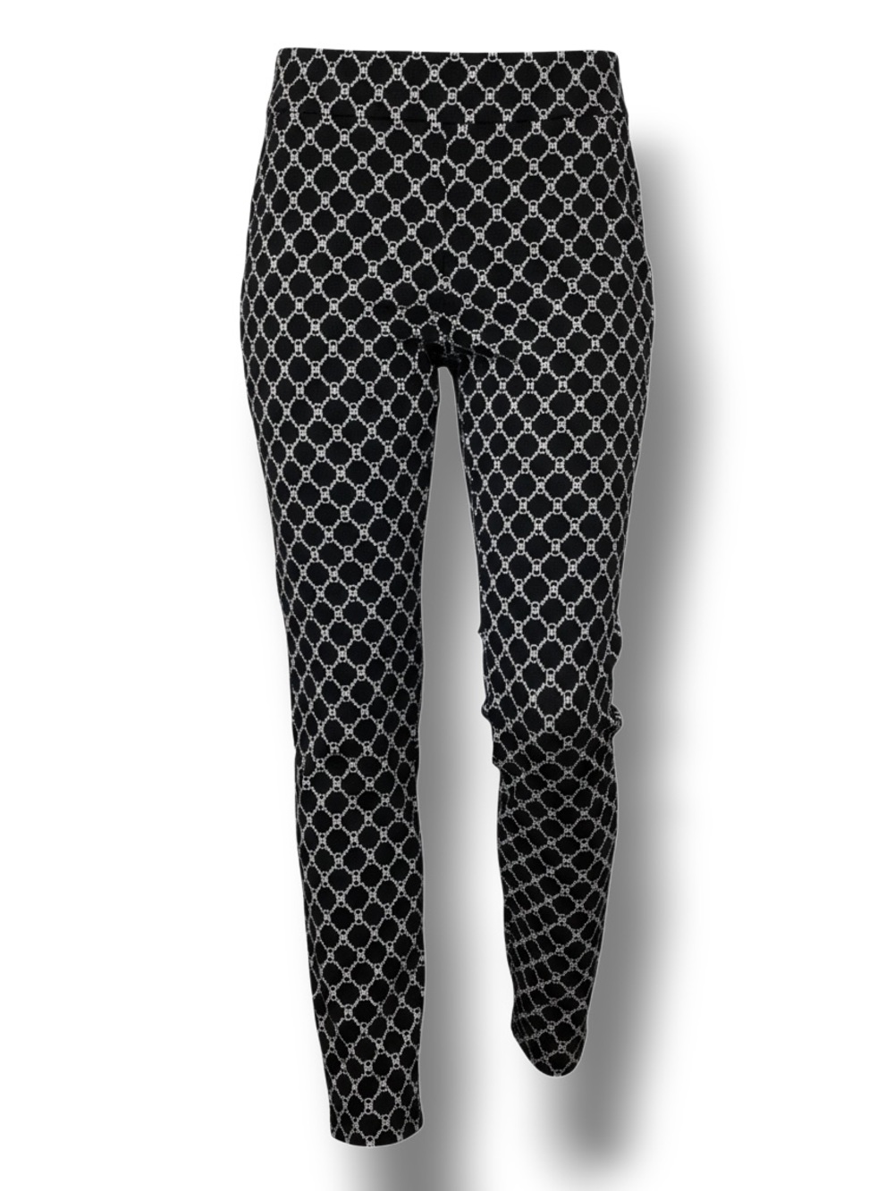 Joe Benbasset Women’s Wide Waistband Pull-On Leggings Geometric Black/White XL